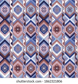 Kilim bohemian seamless pattern in vector format for printed fabrics or any other purposes. The pattern is tileable and easy to use.