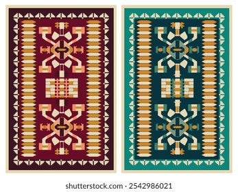 Kilim Carpet modern Vector Pattern with trending colors in high resolution
