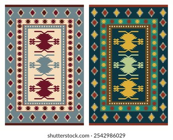 Kilim Carpet modern Vector Pattern with trending colors in high resolution
