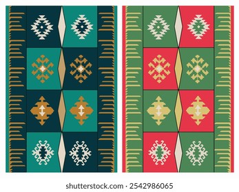 Patrón de Vector moderno de la alfombra de Kilim con colores de tendencia en alta resolución
