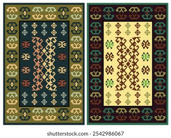 Kilim Carpet modern Vector Pattern with trending colors in high resolution
