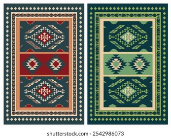 Kilim Carpet modern Vector Pattern with trending colors in high resolution
