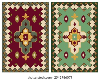Patrón de Vector moderno de la alfombra de Kilim con colores de tendencia en alta resolución
