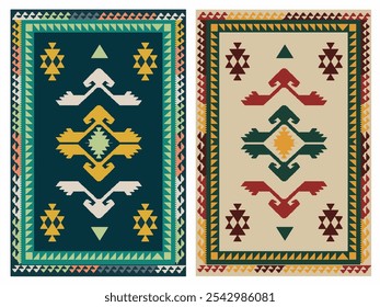 Kilim Carpet modern Vector Pattern with trending colors in high resolution
