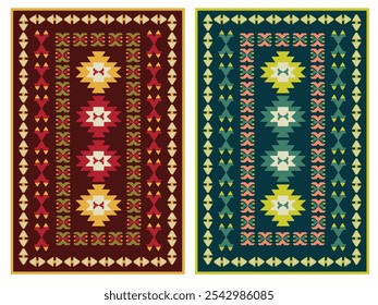 Kilim Carpet padrão vetor moderno com tendências de cores em alta resolução
