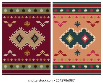 Kilim Carpet modern Vector Pattern with trending colors in high resolution
