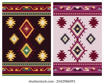 Kilim Carpet modernes Vektormuster mit Trendfarben in hoher Auflösung
