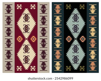 Kilim Carpet modern Vector Pattern with trending colors in high resolution
