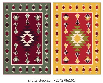 Kilim Carpet modern Vector Pattern with trending colors in high resolution
