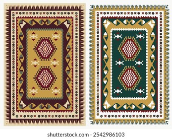 Kilim Carpet modern Vector Pattern with trending colors in high resolution
