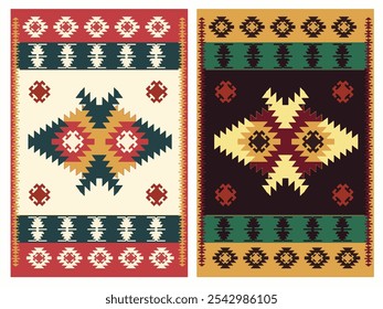 Kilim Carpet modern Vector Pattern with trending colors in high resolution
