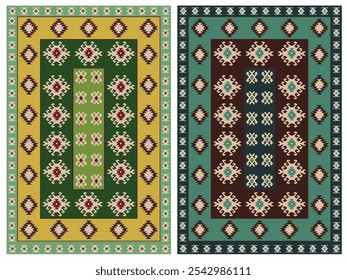 Kilim Carpet modernes Vektormuster mit Trendfarben in hoher Auflösung
