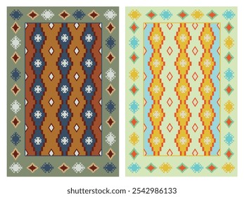 Kilim Carpet modern Vector Pattern with trending colors in high resolution
