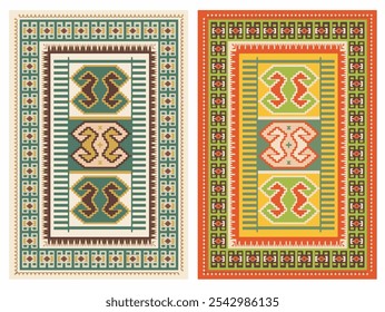 Patrón de Vector moderno de la alfombra de Kilim con colores de tendencia en alta resolución
