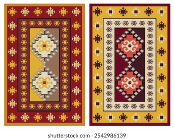 Kilim Carpet modern Vector Pattern with trending colors in high resolution

