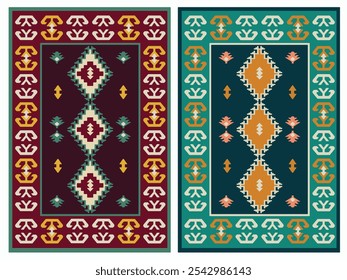 Kilim Carpet modern Vector Pattern with trending colors in high resolution
