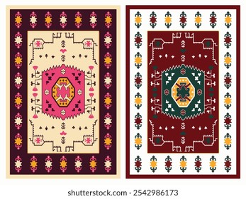 Kilim Carpet modern Vector Pattern with trending colors in high resolution
