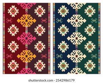 Kilim Carpet modern Vector Pattern with trending colors in high resolution
