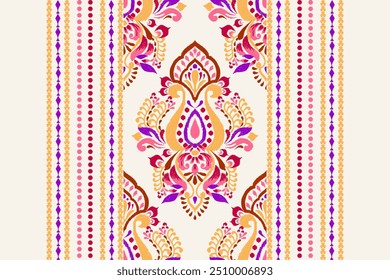 Patrón de Kilim, patrón floral de Ikat sobre fondo blanco, Ilustración vectorial, patrón oriental de Ikat, estilo azteca, barroco, dibujado a mano, bordado tradicional. diseño para textura, tela, ropa, decoración, alfombra.