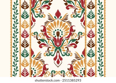 Kilim pattern,Ikat floral pattern on white background,vector illustration,Ikat oriental pattern,Aztec style,baroque,hand drawn,traditional embroidery.design for texture,fabric,clothing,decoration,rug