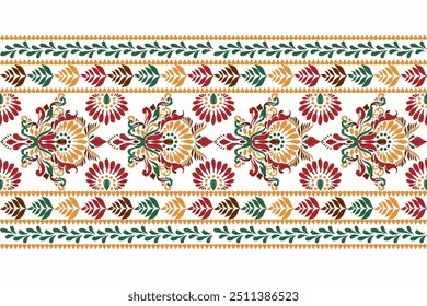 Kilim pattern,Ikat floral pattern on white background,vector illustration,Ikat oriental pattern,Aztec style,baroque,hand drawn,traditional embroidery.design for texture,fabric,clothing,decoration,rug.