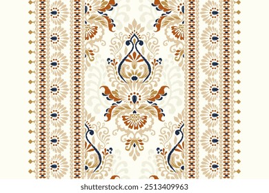 Kilim pattern,Ikat floral pattern on white background,vector illustration,Ikat ethnic oriental embroidery,Aztec style,baroque pattern.design for texture,fabric,clothing,wrapping,decoration,kilim,print