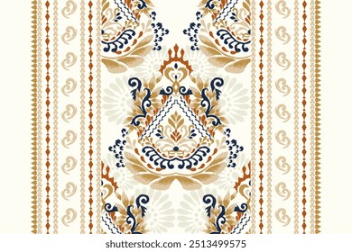 Kilim pattern,Ikat floral pattern on white background,vector illustration,Ikat ethnic oriental embroidery,Aztec style,baroque pattern.design for texture,fabric,clothing,wrapping,decoration,kilim,print
