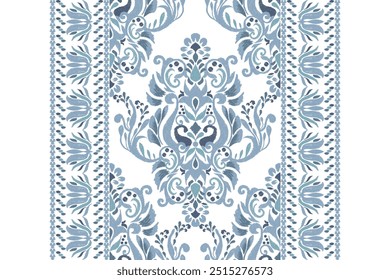 Patrón de Kilim, patrón floral de Ikat sobre fondo blanco, Ilustración vectorial, bordado oriental étnico de Ikat, estilo azteca, patrón barroco. diseño para textura, tela, ropa, envoltura, decoración, kilim, alfombra