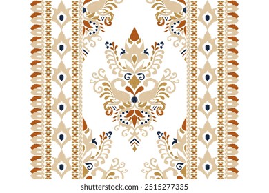 Padrão de Kilim,padrão floral de Ikat sobre fundo branco,ilustração vetorial,bordado oriental étnico de Ikat,estilo asteca,design barroco pattern.design para textura,tecido,roupas,encapsulamento,decoração,kilim,impressão