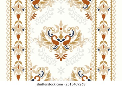 Kilim pattern,Ikat floral pattern on white background,vector illustration,Ikat ethnic oriental embroidery,Aztec style,baroque pattern.design for texture,fabric,clothing,wrapping,decoration,kilim,print