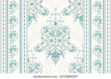 Kilim pattern,Ikat floral pattern on white background,vector illustration,Ikat ethnic oriental embroidery,Aztec style,baroque pattern.design for texture,fabric,clothing,wrapping,decoration,kilim,print