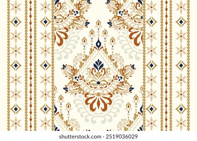 Kilim pattern,Ikat floral pattern on white background,vector illustration,Ikat ethnic oriental embroidery,Aztec style,baroque pattern.design for texture,fabric,clothing,wrapping,decoration,kilim,print