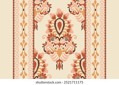 Kilim pattern,Ikat floral pattern on white background,vector illustration,Ikat ethnic oriental embroidery,Aztec style,baroque pattern.design for texture,fabric,clothing,wrapping,decoration,kilim,print