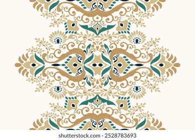 Kilim pattern,Ikat floral pattern on white background,vector illustration,Ikat ethnic oriental embroidery,Aztec style,baroque pattern.design for texture,fabric,clothing,wrapping,decoration,kilim,print