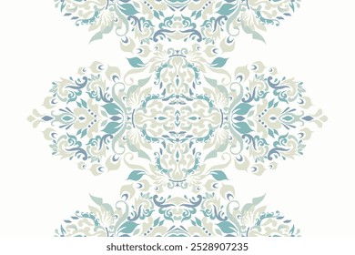 Kilim pattern,Ikat floral pattern on white background,vector illustration,Ikat ethnic oriental embroidery,Aztec style,baroque pattern.design for texture,fabric,clothing,wrapping,decoration,kilim,print