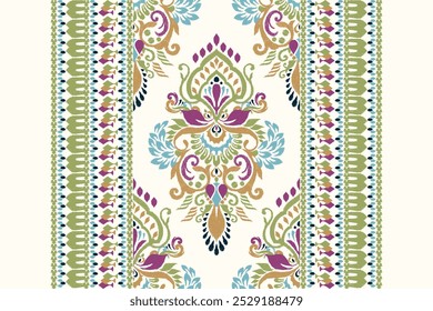 Kilim pattern,Ikat floral pattern on white background,vector illustration,Ikat ethnic oriental embroidery,Aztec style,baroque pattern.design for texture,fabric,clothing,wrapping,decoration,kilim,print