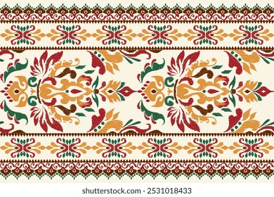 Kilim pattern,Ikat floral pattern on white background,vector illustration,Ikat ethnic oriental embroidery,Aztec style,baroque pattern.design for texture,fabric,clothing,wrapping,decoration,kilim,print