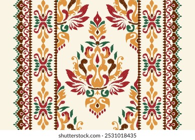 Padrão de Kilim,padrão floral de Ikat sobre fundo branco,ilustração vetorial,bordado oriental étnico de Ikat,estilo asteca,design barroco pattern.design para textura,tecido,roupas,encapsulamento,decoração,kilim,impressão