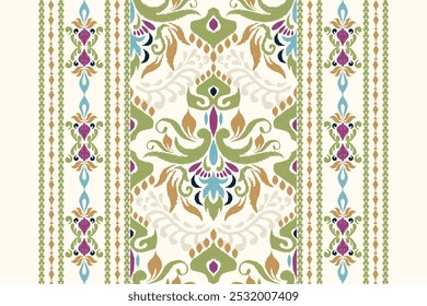 Kilim pattern,Ikat floral pattern on white background,vector illustration,Ikat ethnic oriental embroidery,Aztec style,baroque pattern.design for texture,fabric,clothing,wrapping,decoration,kilim,print