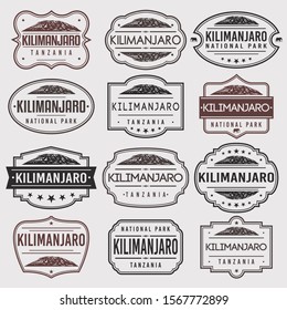 Kilimanjaro Mountain Tanzania Stamp. Frames. Grunge Design. Icon Art Vector. Old Style Frames.