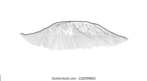 Kilimanjaro, North East Tanzania, Africa:  Landmark Vector Illustration Hand Drawn Cartoon Art