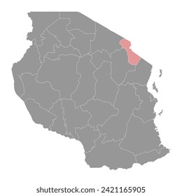 Kilimanjaro Region map, administrative division of Tanzania. Vector illustration.