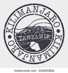 Kilimanjaro Skyline Mountain. Silhouette Design Vector Art. Africa Famous Nature Symbols.