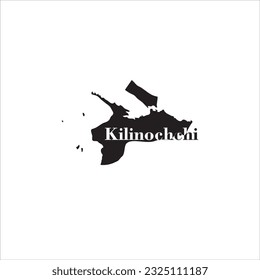Kilinochchi map and black lettering design on white background