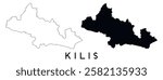 Kilis Turkey map outline and black silhouette vector