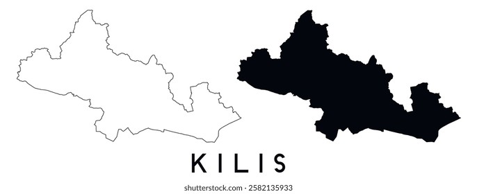 Kilis Turkey map outline and black silhouette vector