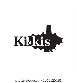 Kilkis map and black lettering design on white background