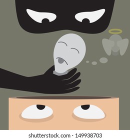 Kill bulb idea from ahead.The negative thinking. Leadership concept. Vector