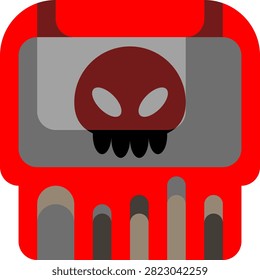 kill computer chip vector icon red
