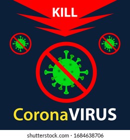 Kill Corona Virus Poster for Websites and Social Media. Stay Home Stay Safe.